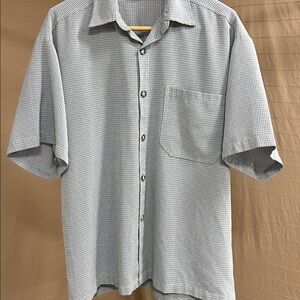 Vintage Saga men’s short sleeve checkered dress shirt rayon M